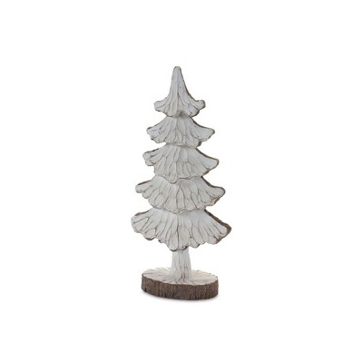 Rustic White and Brown Resin Pine Tree Decor Set