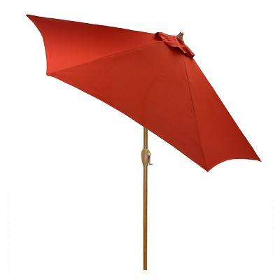 9' Round Umbrella - Red -Wood Pole - Threshold™