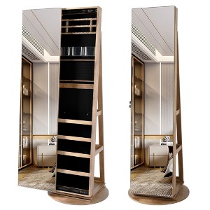 Vlsrka 360° Swivel Free-Standing Jewelry Armoire Cabinet with Mirror - 1 of 4