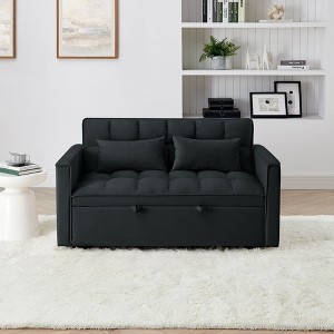 Kumasinova 54.33" Versatile Foldable Sofa Bed,Tufted Velvet Sleeper Sofa with 2 Pillows,Adjustable Back,Modern Pull Out Sofa Bed for Living Room - 1 of 4