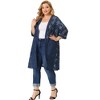 Agnes Orinda Women's Plus Size Lace Open Front 3/4 Sleeve Long Cardigans - 3 of 4