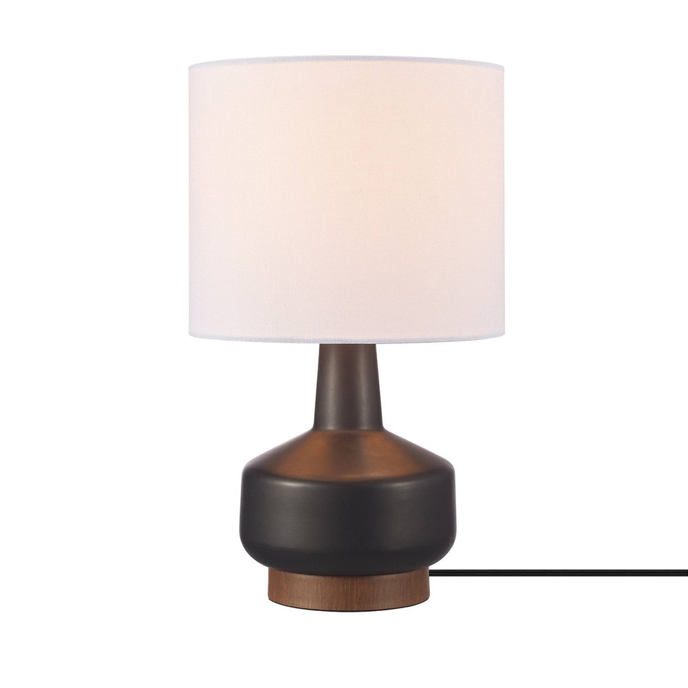 Photos - Floodlight / Street Light Globe Electric 15" Matte Black Ceramic Table Lamp with Wood Toned Base and