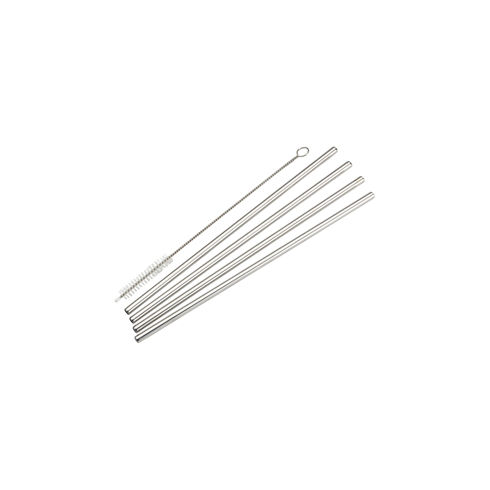 Winco Stainless Steel Straight Drinking Straw, with Cleaning Brush, 4 Pieces, 8"