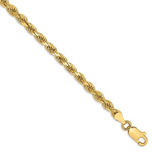 Black Bow Jewelry 3.5mm 14k Yellow Gold, Diamond Cut Solid Rope Chain Anklet or Bracelet - 1 of 4