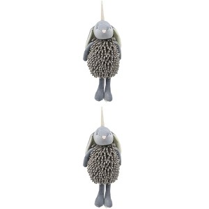 REGALWOVEN Cute Cartoon Rabbit Shape Fuzzy Ball Soft Absorbent Chenille Hand Towel 2 Pack 6" x 14" - 1 of 4