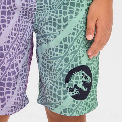 Jurassic Park Boys' Jurassic Park Snakeskin Printed Swim Shorts - Teal Green/Black M — фото 2