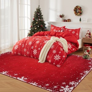Christmas Area Rugs Washable Snowflake Decorative Floor Mats - 1 of 4