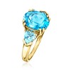 Ross-Simons 5.30 ct. t.w. Swiss Blue Topaz 3-Stone Ring in 14kt Yellow Gold - 3 of 4
