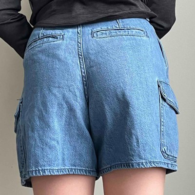 Women's High-rise Denim Cargo Shorts - Universal Thread™ Medium Wash 16 :  Target