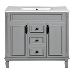 TiramisuBest 36" Modern Bathroom Vanity with Ceramic Sink, Soft-Closing Doors & Drawers, Storage Cabinet for Bathroom Organization - 1 of 4