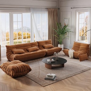 Modular Sectional Sofa, L-Shaped Bean Bag Couch, Oversized Fireside Chair Bean Bag Sofa & Loveseat with Ottoman (Single Sofa + Loveseat with Ottoman) - 1 of 4