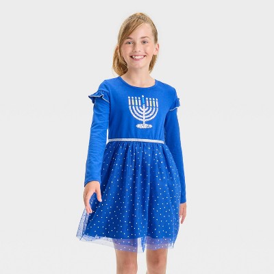 navy blue dress for baby girl Tipsy Elves Fringe Hanukkah Sweater Dress main image 1
