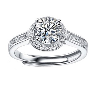 Guili 1ct Lab-Grown Moissanite Halo Pave Engagement Ring - 1 of 3