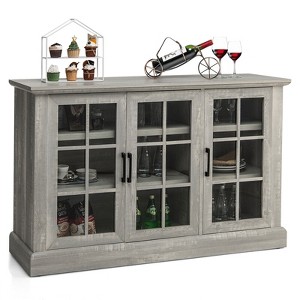 Costway 55'' Buffet Server Table Storage Cabinet Sideboard Glass Doors Adjustable Shelves - 1 of 4