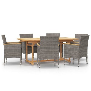 vidaXL Patio Dining Set Outdoor Dining Set Table and Chair Set for Garden - Gray 7 Piece with Cushions - 1 of 4