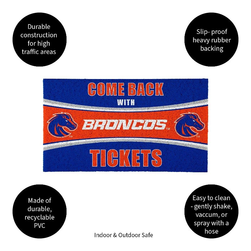 Evergreen Come Back with Tickets Boise State University 28" x 16" Woven PVC Indoor Outdoor Doormat, 3 of 7