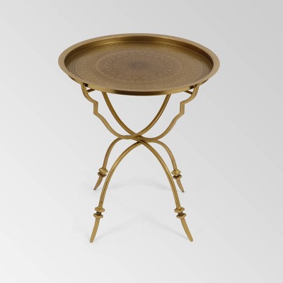 Begole Vintage Tray Top Accent Table Antique Brass - Christopher Knight Home