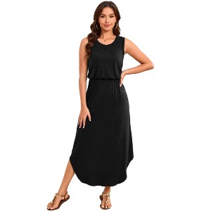 sachin and babi light blue dress 2024 Casual Cotton Loose Slit Dress Women Sexy Spaghetti Strap Solid Color  Long Dresses White Elegant Party Dress Robe Femme main image 0
