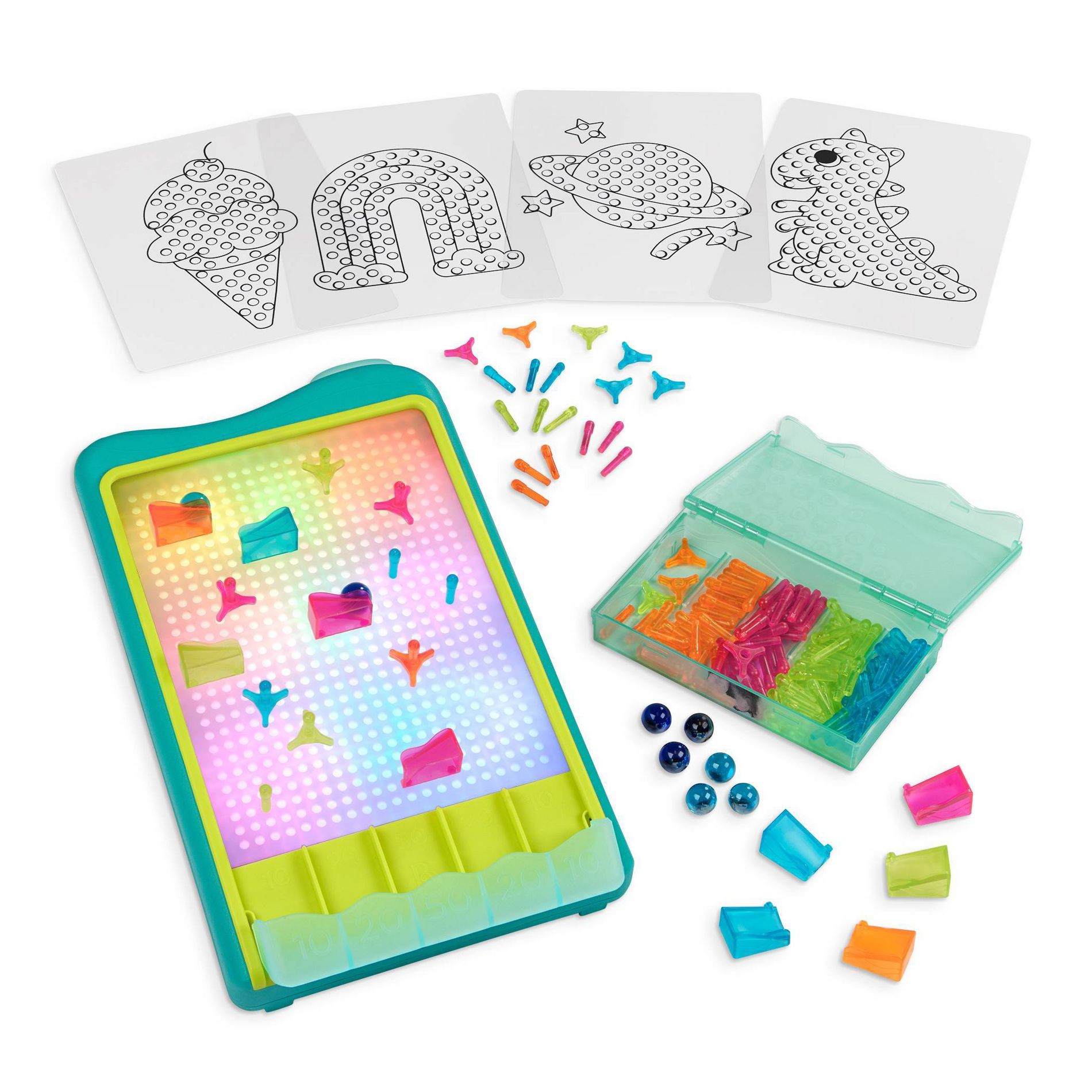 B. toys Light-Up Marble Drop - Marble Run & Peg Art Playset: Educational Focus, 180 Pieces, Fine Motor Skills