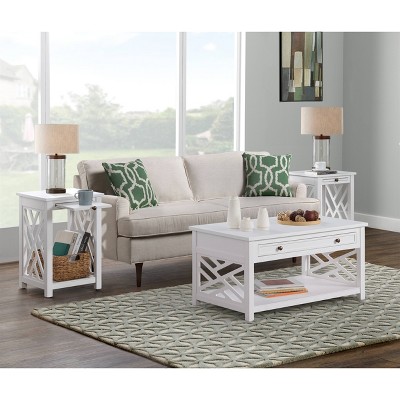 Coventry White Pine Coffee and End Table Set with Unique Open Detailing