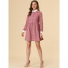 INSPIRE CHIC Women's Plaid Long Sleeve Button Contrast Point Collar Shirt Dress - 3 of 4