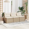 vidaXL Armless Patio Sofas - Beige Poly Rattan Outdoor Seating with Cream White Cushions, Weather-Resistant & Modular Design - 2 of 4