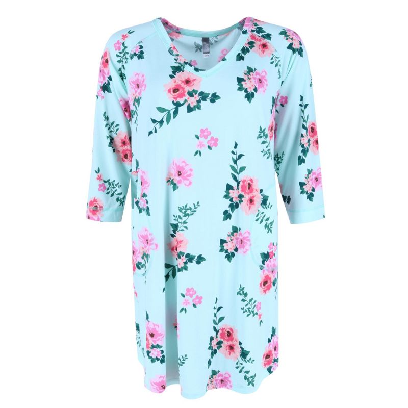 PJ Couture Women's Plus Size Flower Sleep Shirt, 1 of 2
