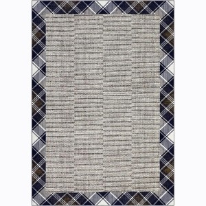 Washable Modern Bordered Plaid Rug Non Slip Low Pile Rug Soft Throw Floor Cover Foldable Indoor Carpet for Living Room Bedroom Playroom Nursery - 1 of 4