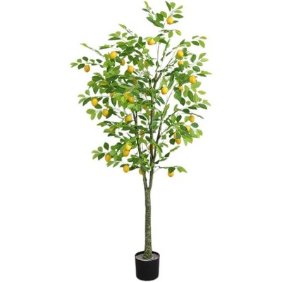 Lemon Tree Artificial, Fake Lemon Tree, with Realistic Trunks Fruitsand Leaves, Artificial Plants Indoor Perfect for Home Living Room Porch Balcony