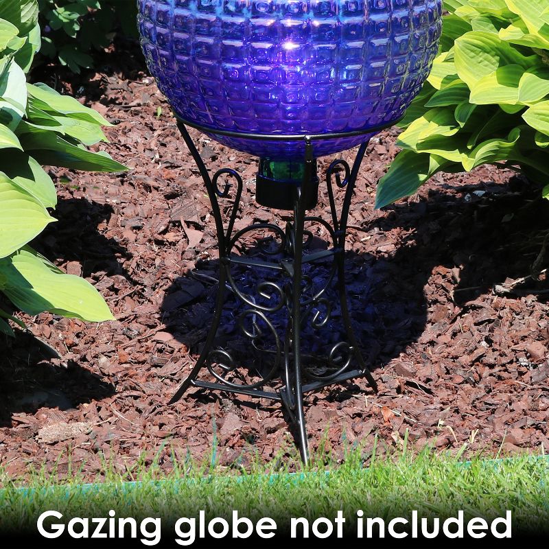 Sunnydaze Indoor/Outdoor Decorative Steel Scroll Gazing Ball Stand for 10" or 12" Outdoor Garden Gazing Globes - 11" H - Black, 3 of 7