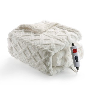 Garvee Heating Blanket, Thick Tufted Electric Blanket Throw with 6 Heating Levels and 8 Time Settings, Machine Washable Throw 50"x60", White - 1 of 4