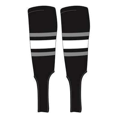 MK Socks Traditional Baseball Stirrups Pattern B-7 Black, Silver, White (L)