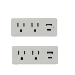 Ciao Tech 2 Pack Slim Multiport Charging Station 2 Outlets + 1 USB + 1 Type C w/ Surge Protection - 1 of 4