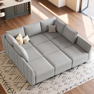 Belffin 9 Seats Chenille Modular Sectional Sofa Sleeper Couch with Storage for Living Room - 1 of 4