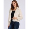 Seta T Women's Fashion Long Sleeve Faux Fur Fluffy Notch Lapel Cropped Jacket - 3 of 4