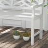 Resenkos Garden Bench, Patio Bench,43.25" Outdoor Garden Bench, Wooden Bench, Poplar Slatted Frame Furniture, White - 3 of 4