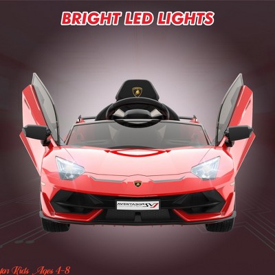 Kids Ride on Car w/ Remote Control for Kids Ages 4-8, Licensed Lamborghini, 12V Electric Battery Powered Vehicle w/ MP3 Player, Scissor Door, Light