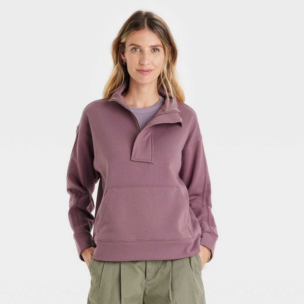 Size S Women's Quarter Zip Sweatshirt - A New Day Purple S