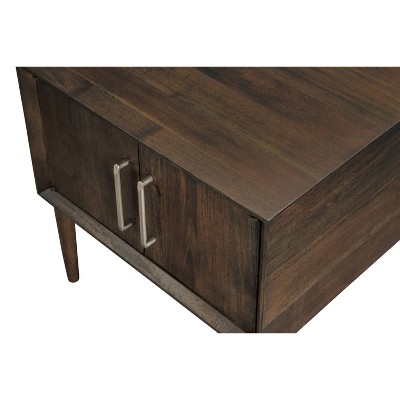 Modern Kisper Dark Brown Wood End Table with Storage