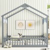 Double Twin House-Style Floor Bed with Fence and Guardrails - 3 of 4