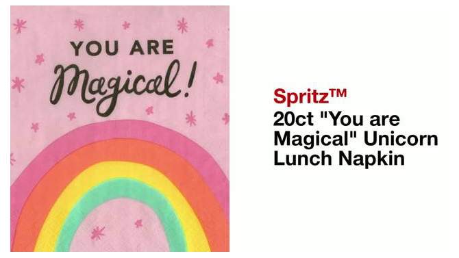 20ct &#34;You are Magical&#34; Unicorn Lunch Napkin - Spritz&#8482;, 2 of 8, play video