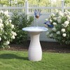 LuxenHome 20" Elegant Tall Ceramic Bird Bath for Outside with Feather Pattern, White and Blue Multicolored - 3 of 4