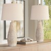 John Timberland Chico 27" Tall Modern Southwest Rustic Table Lamps Set of 2 Brown Light Wood Finish Living Room Bedroom Bedside Oatmeal Shade - 2 of 4