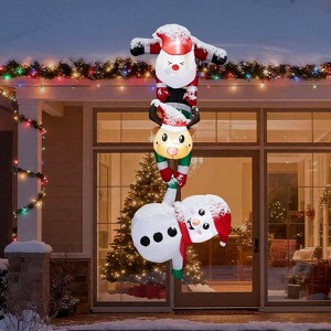 Angel Sar 7.5FT Inflatable Hanging Decor, LED Lighted Santa Reindeer Snowman String, Outdoor Christmas Yard Blow Up Decoration - 1 of 4