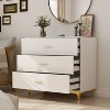 Famapy White 3 Drawers Dresser With Metal Legs and Glass Top - image 2 of 4