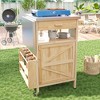 40.5" Outdoor Grill Cart with Stainless Steel Top, Rolling Buffet Serving Cart with Drop Leaf, Patio Kitchen Island Cart for Garden Poolside - 2 of 4