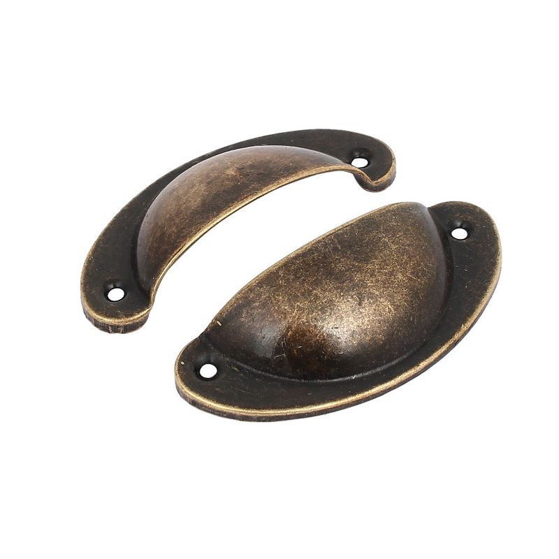 Unique Bargains Drawer Iron Antique Style Shell Cup Pull Handles 3.2"x1.4"x0.7" Bronze Tone 12pcs, 2 of 4