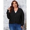 BLUEMING Plus Size Cardigan for Women Button Open Front Long Sleeve v Neck Comfy Lightweight Sweaters,Black,5X Large - 3 of 4