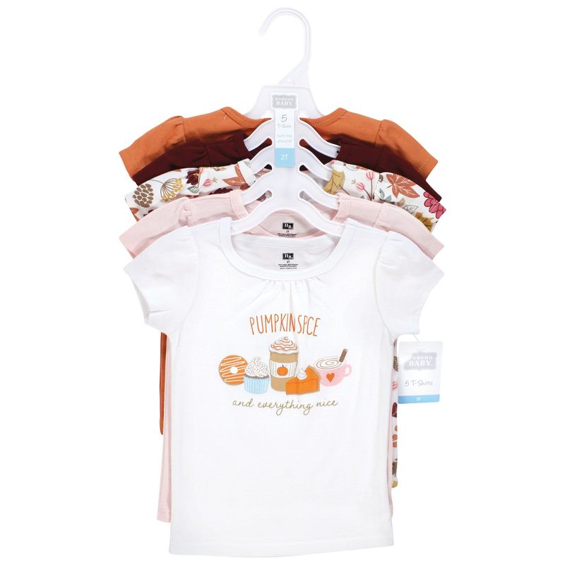 Hudson Baby Infant and Toddler Girl Short Sleeve T-Shirts, Fall Pumpkin Spice, 2 of 8