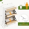 2 Flip Drawers Shoes Storage Cabinet Rattan Shoe Organizer with Metal Legs Freestanding Narrow Shoe Rack Cabinet for Entryway - 2 of 4
